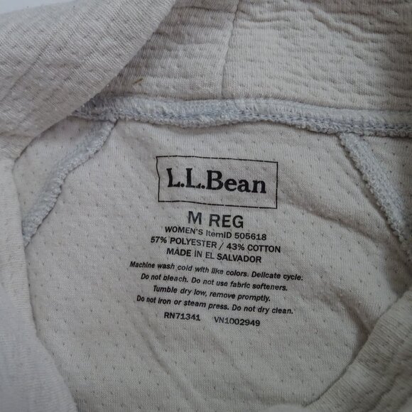 LL Bean PrimaLoft Mock Neck Textured Shirt Women Size M Off-White Cream Layering - Picture 6 of 11